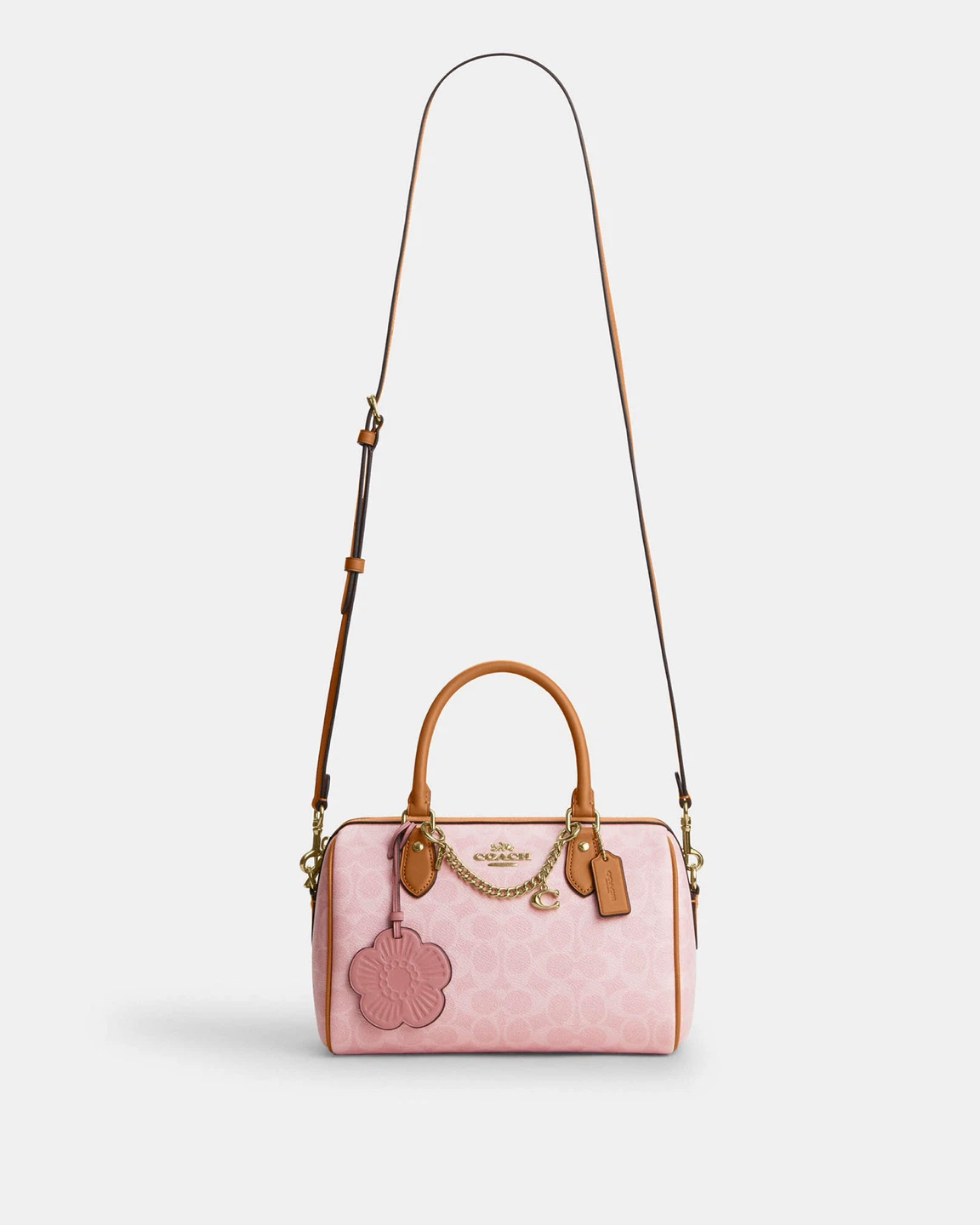 Coach Pink Signature Floral Charm canvas bag - photo 2