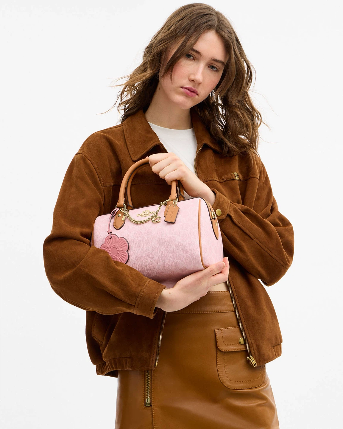 Coach Pink Signature Floral Charm canvas bag - photo 3