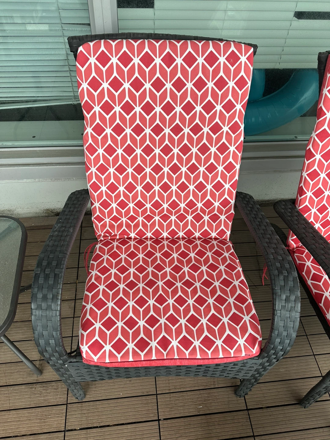 Wicker Patio Chairs with Red Cushions - photo 3
