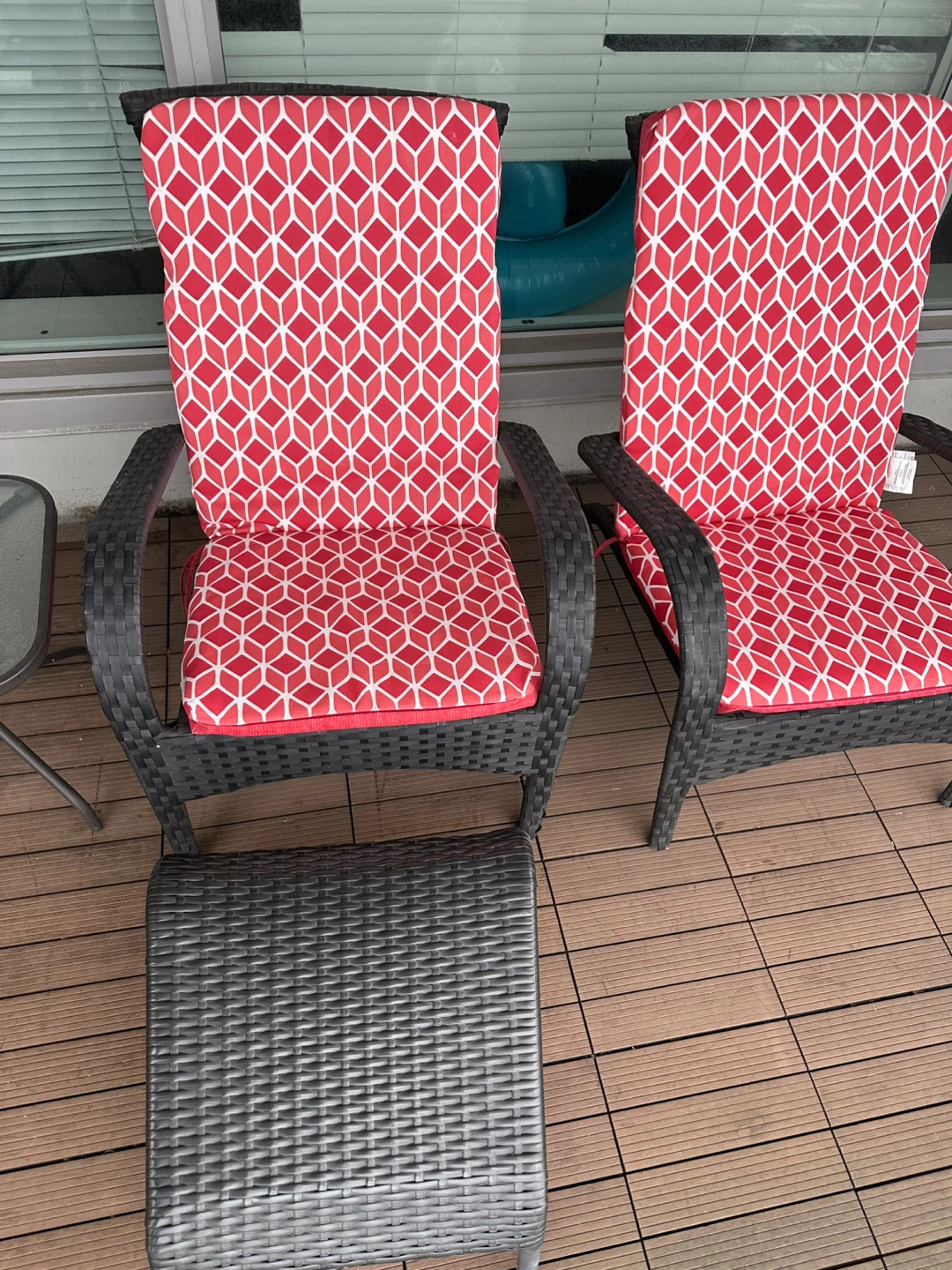 Wicker Patio Chairs with Red Cushions - photo 2