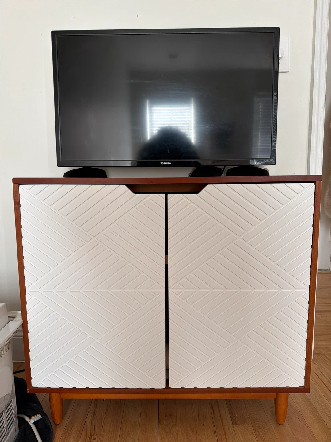 Modern Accent Cabinet with White Textured Doors