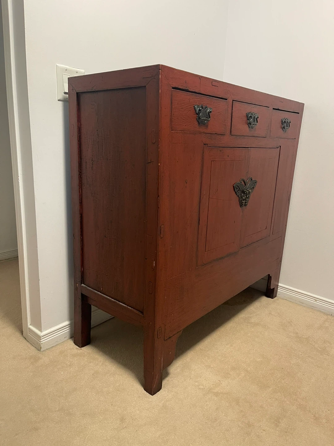 Red Wood Cabinet with Butterfly Latch - photo 2