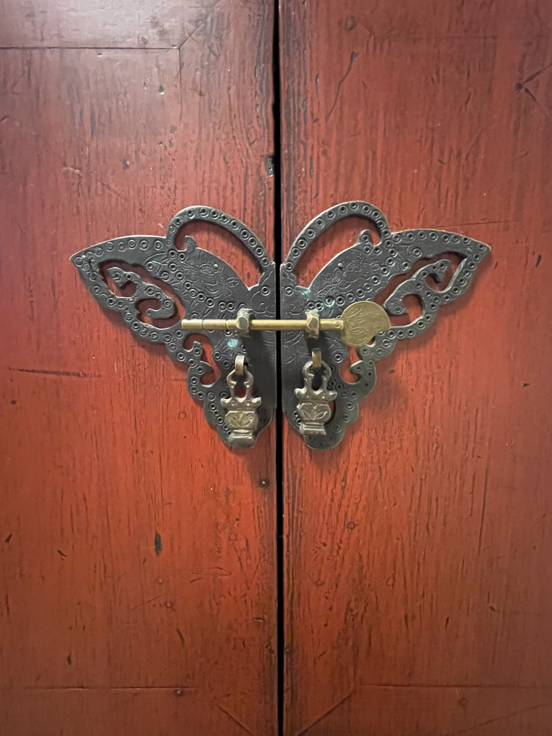 Red Wood Cabinet with Butterfly Latch - photo 3