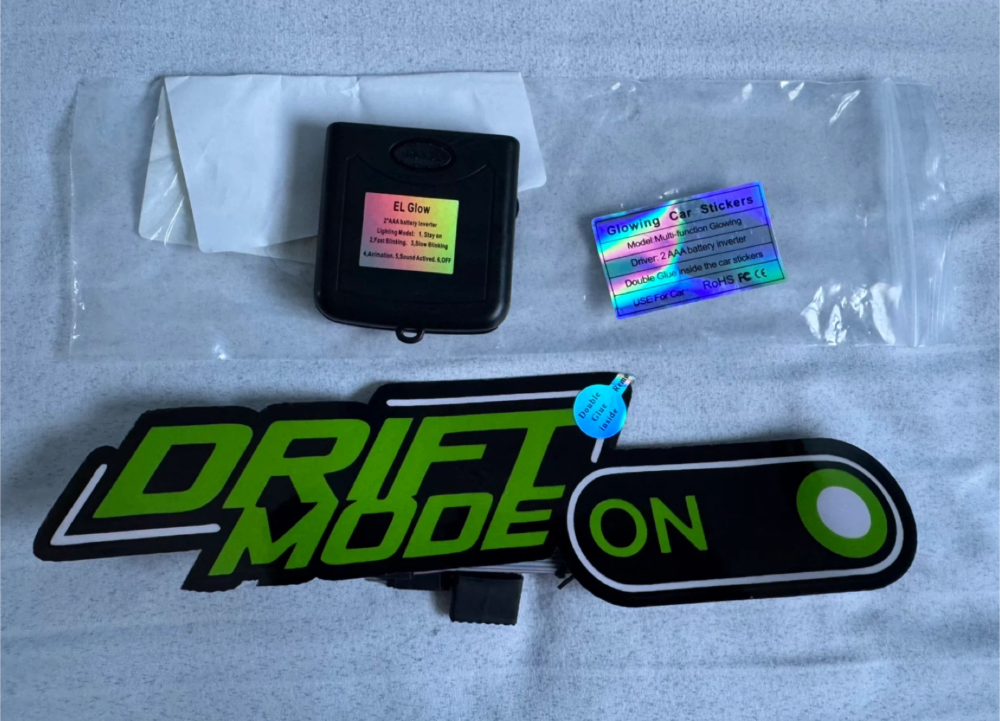 DRIFT MODE ON - EL Glow Car Window Sticker w/ Controller