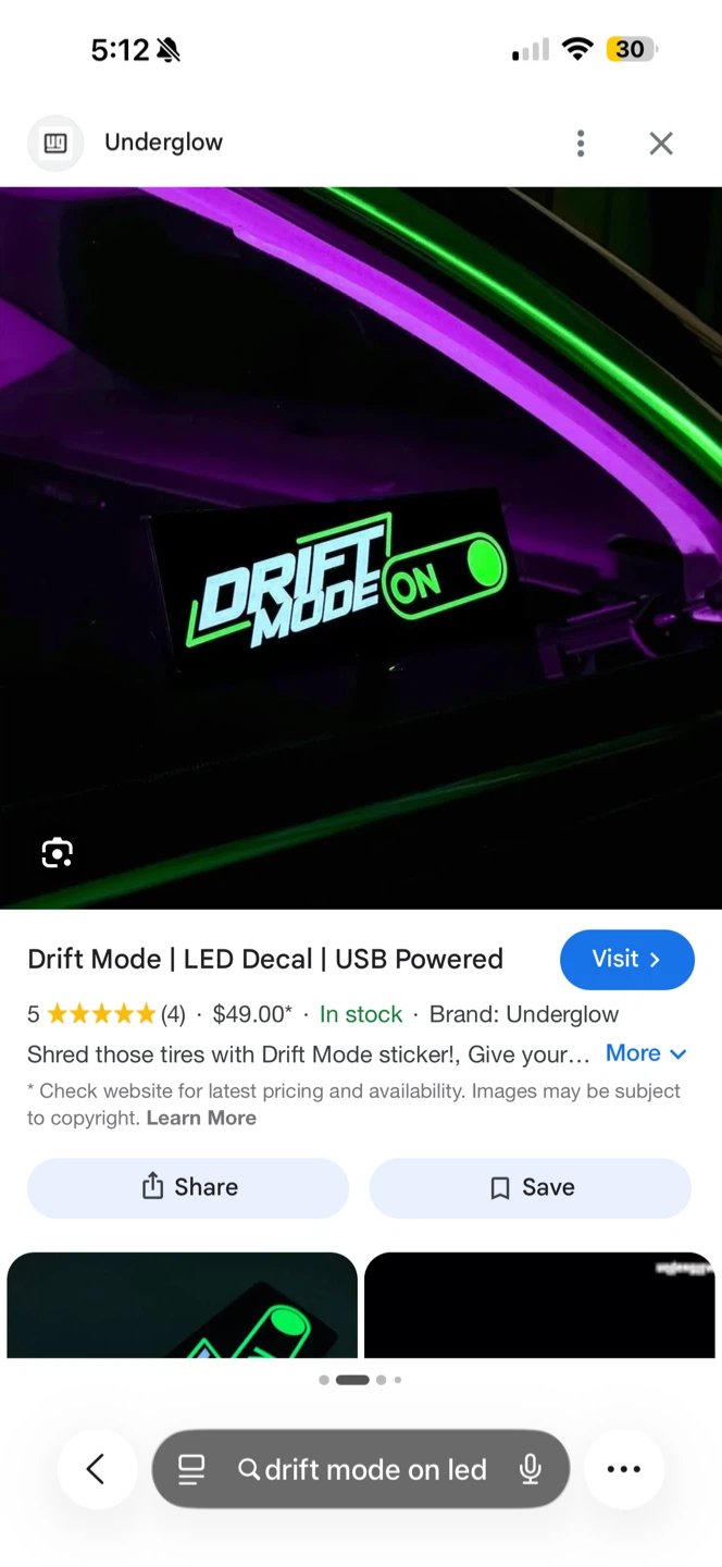 DRIFT MODE ON - EL Glow Car Window Sticker w/ Controller - photo 4