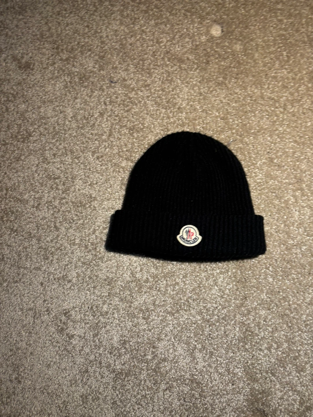 Moncler Black Ribbed Beanie