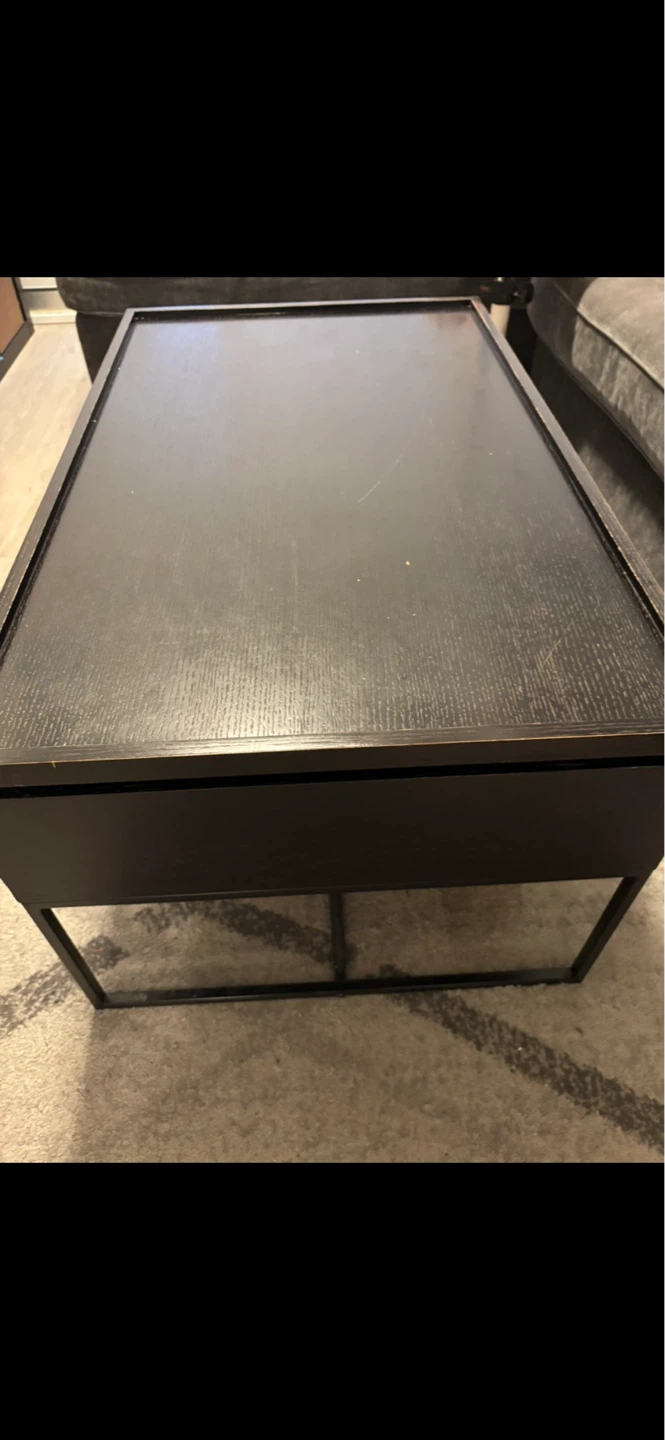 Black Wood Coffee living room table with Drawer - photo 2