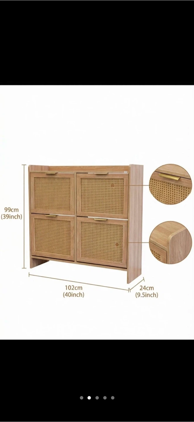 Wicker shoe cabinet 4-flips