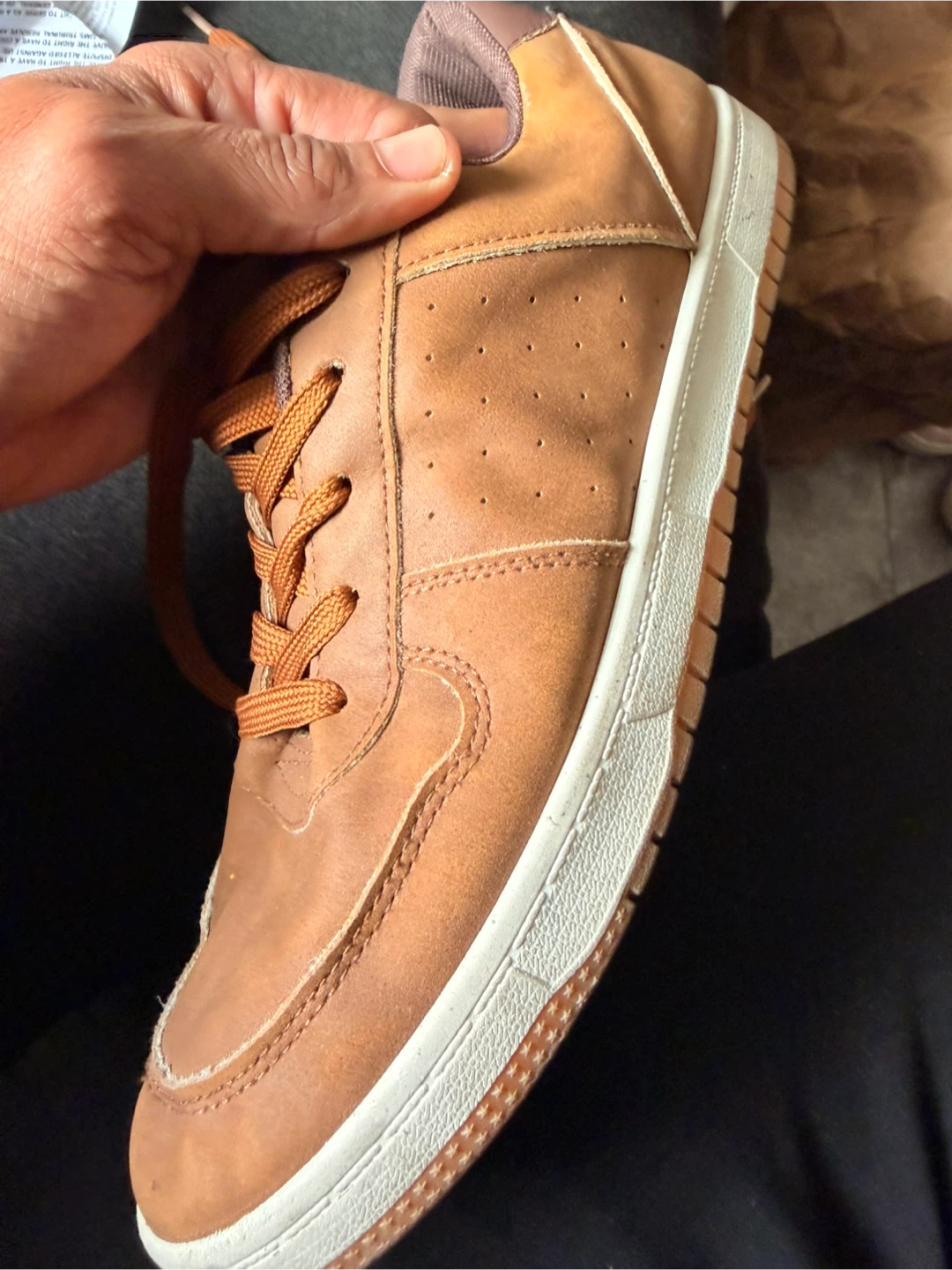 Men's Brown Faux Leather Sneakers - photo 4