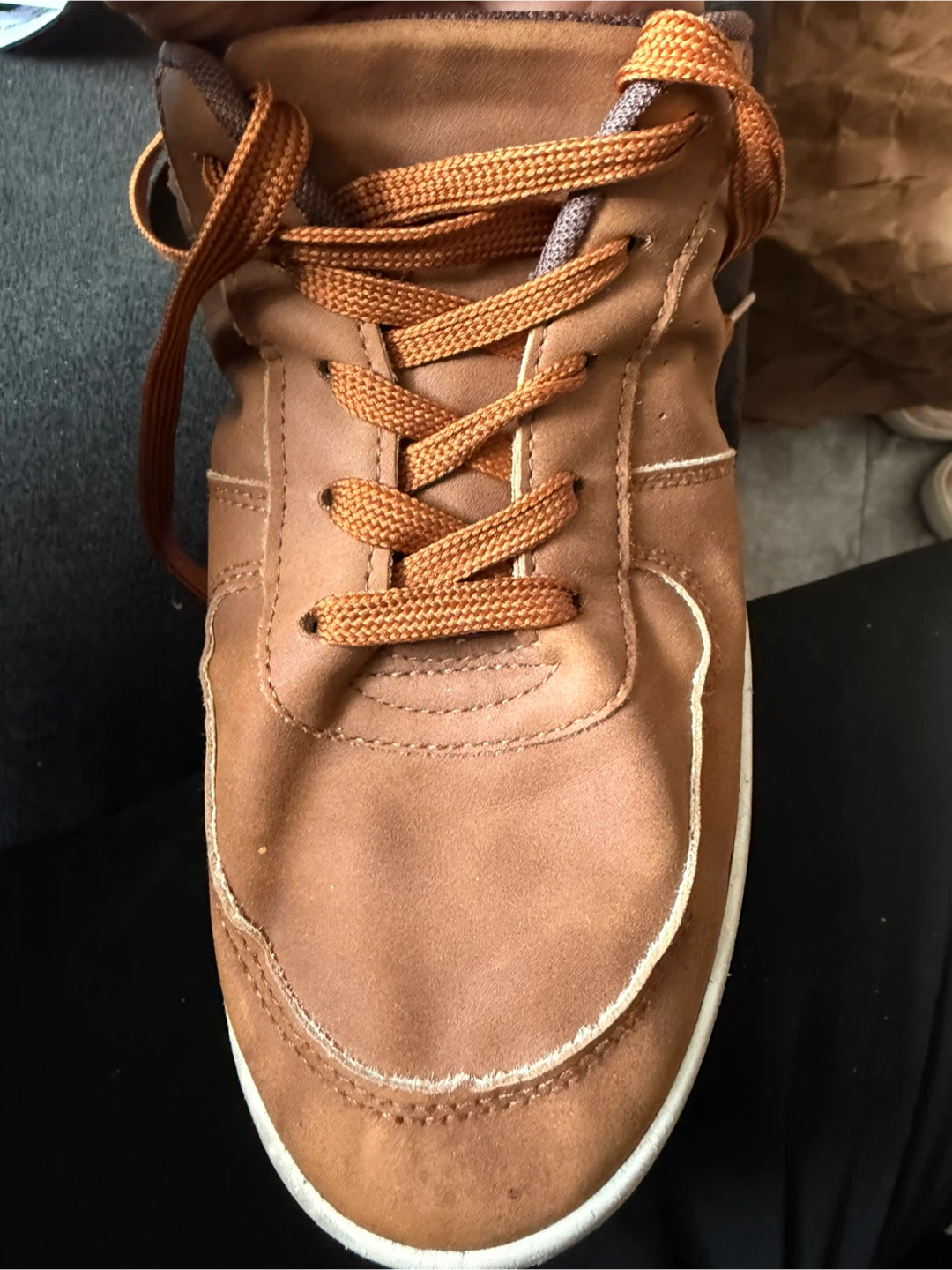 Men's Brown Faux Leather Sneakers - photo 3