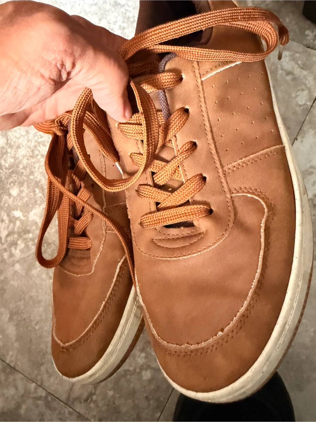 Men's Brown Faux Leather Sneakers - photo 2