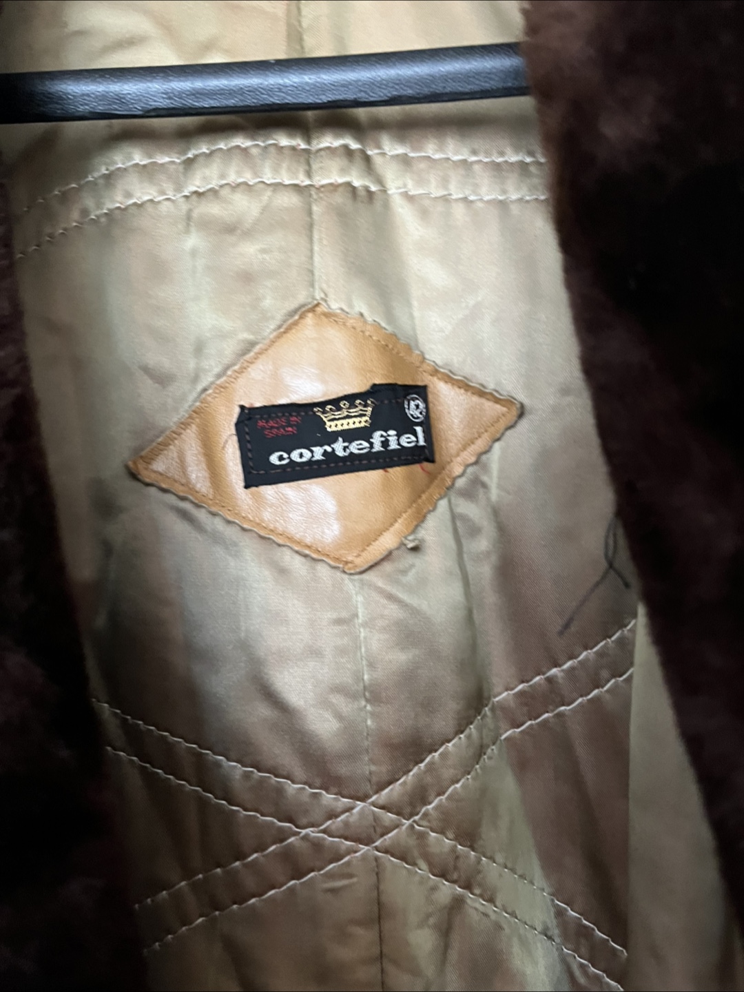 Cortefiel Men's Brown Leather Coat with Fur Collar - photo 2