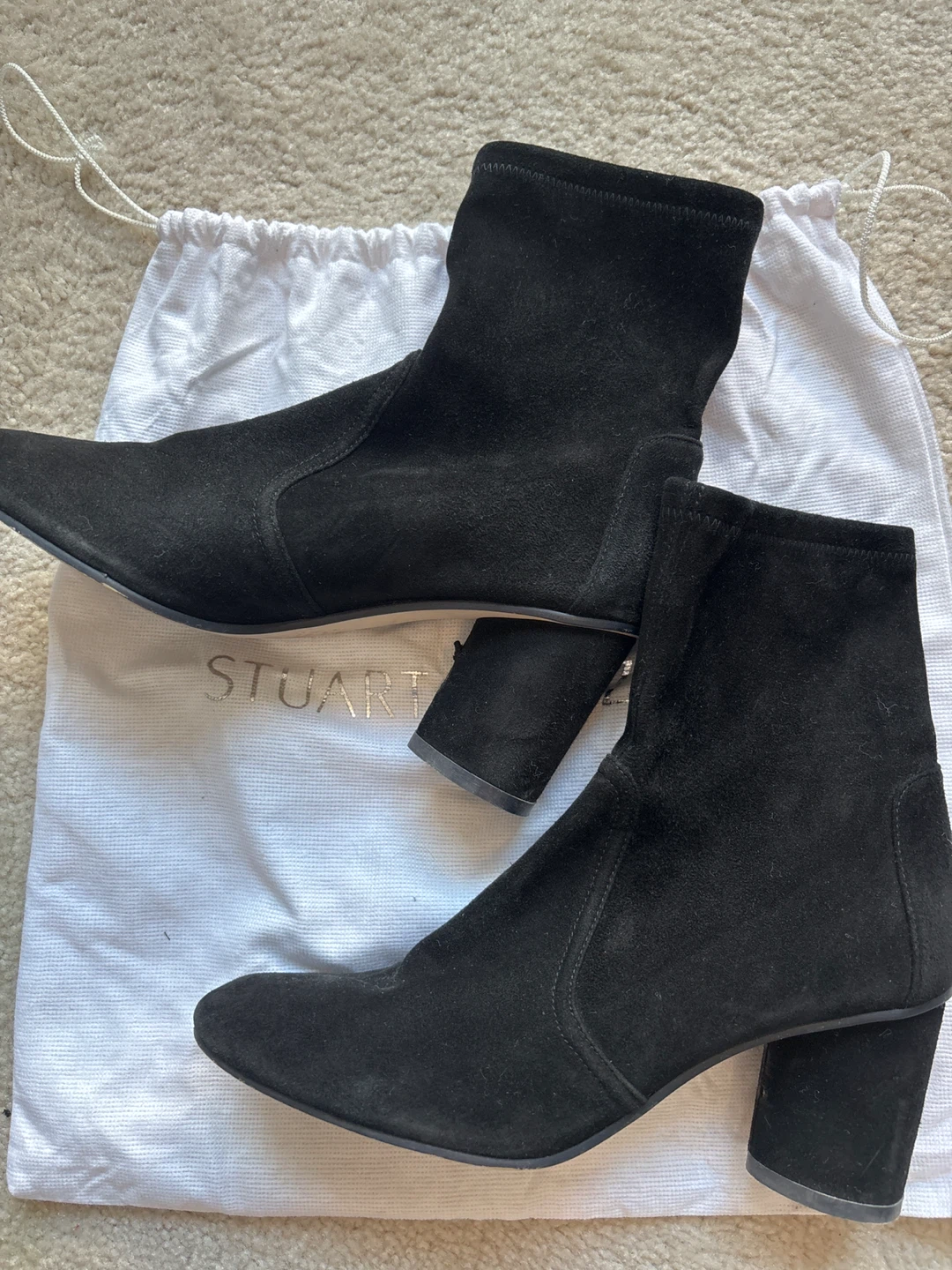 Stuart Weitzman Black Suede Ankle Boots