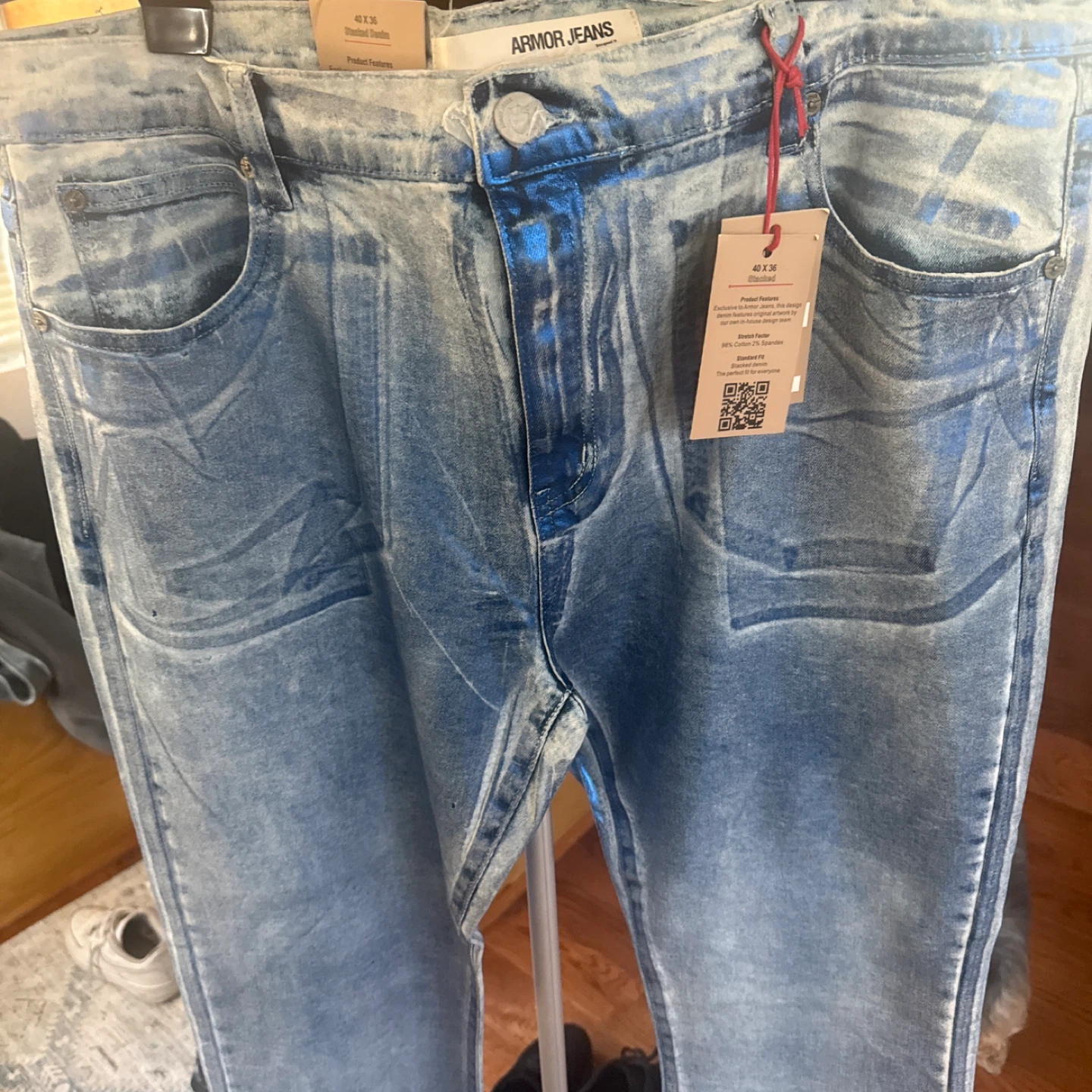 Armor Jeans Stacked 40 x 36 Light Wash Denim