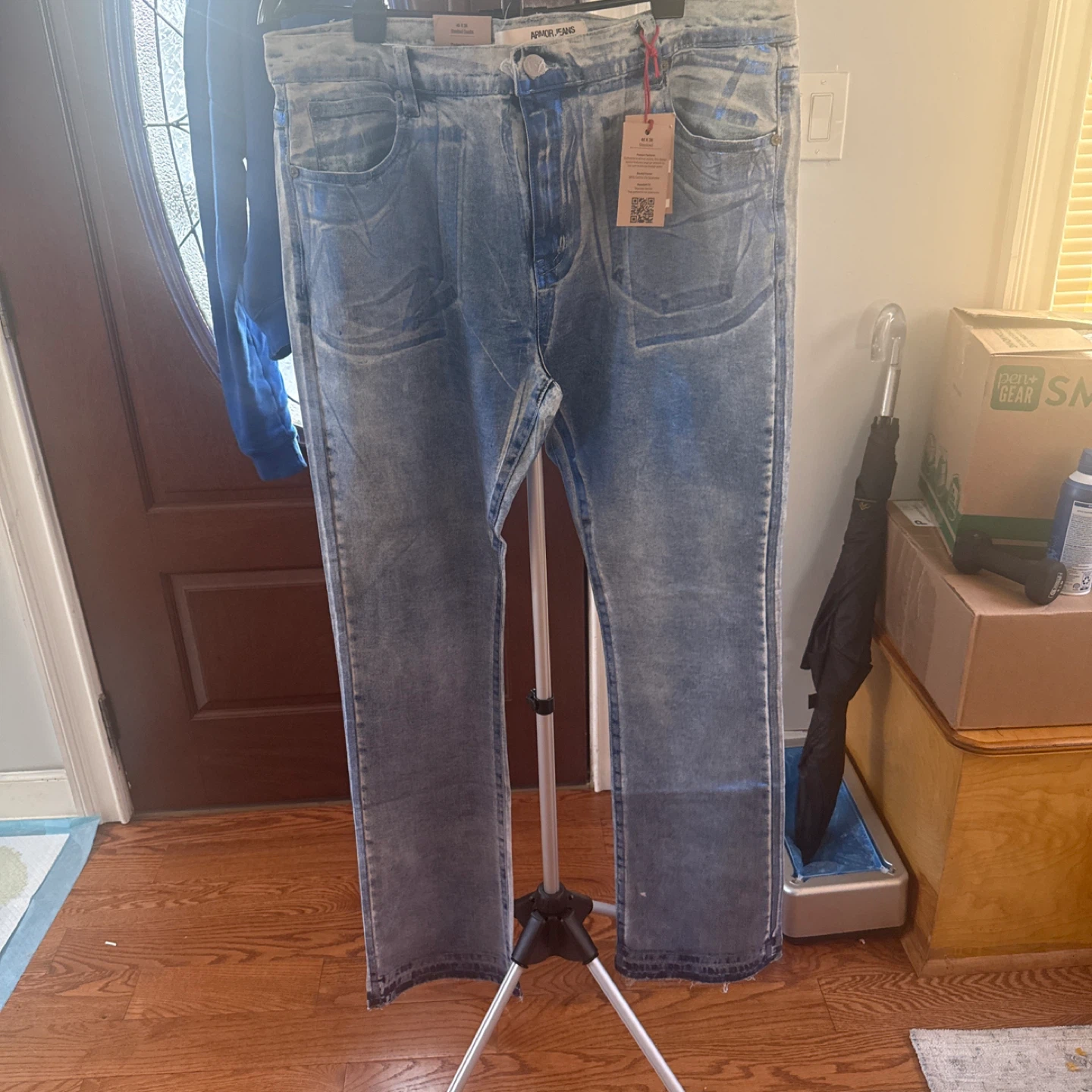 Armor Jeans Stacked 40 x 36 Light Wash Denim - photo 2