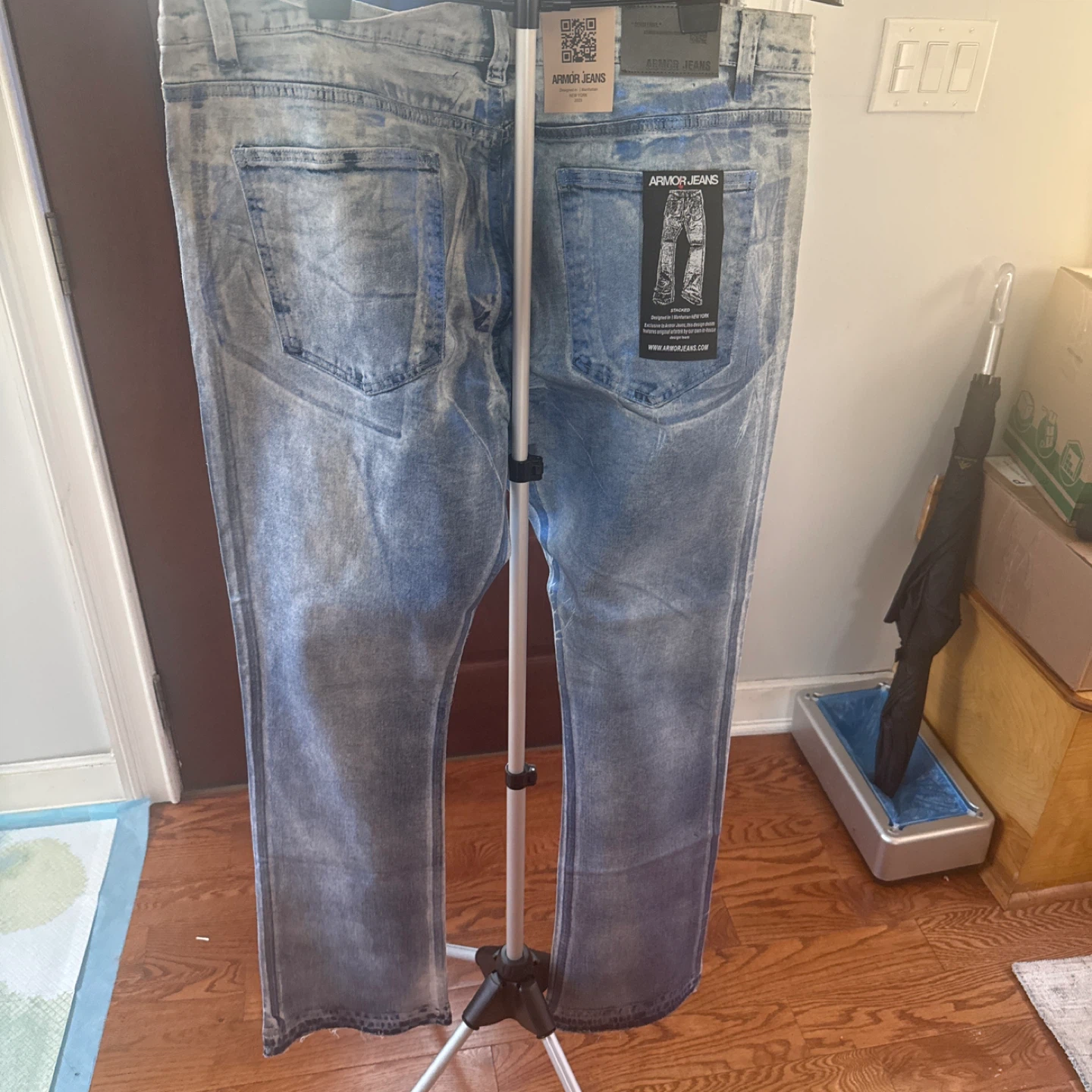 Armor Jeans Stacked 40 x 36 Light Wash Denim - photo 4