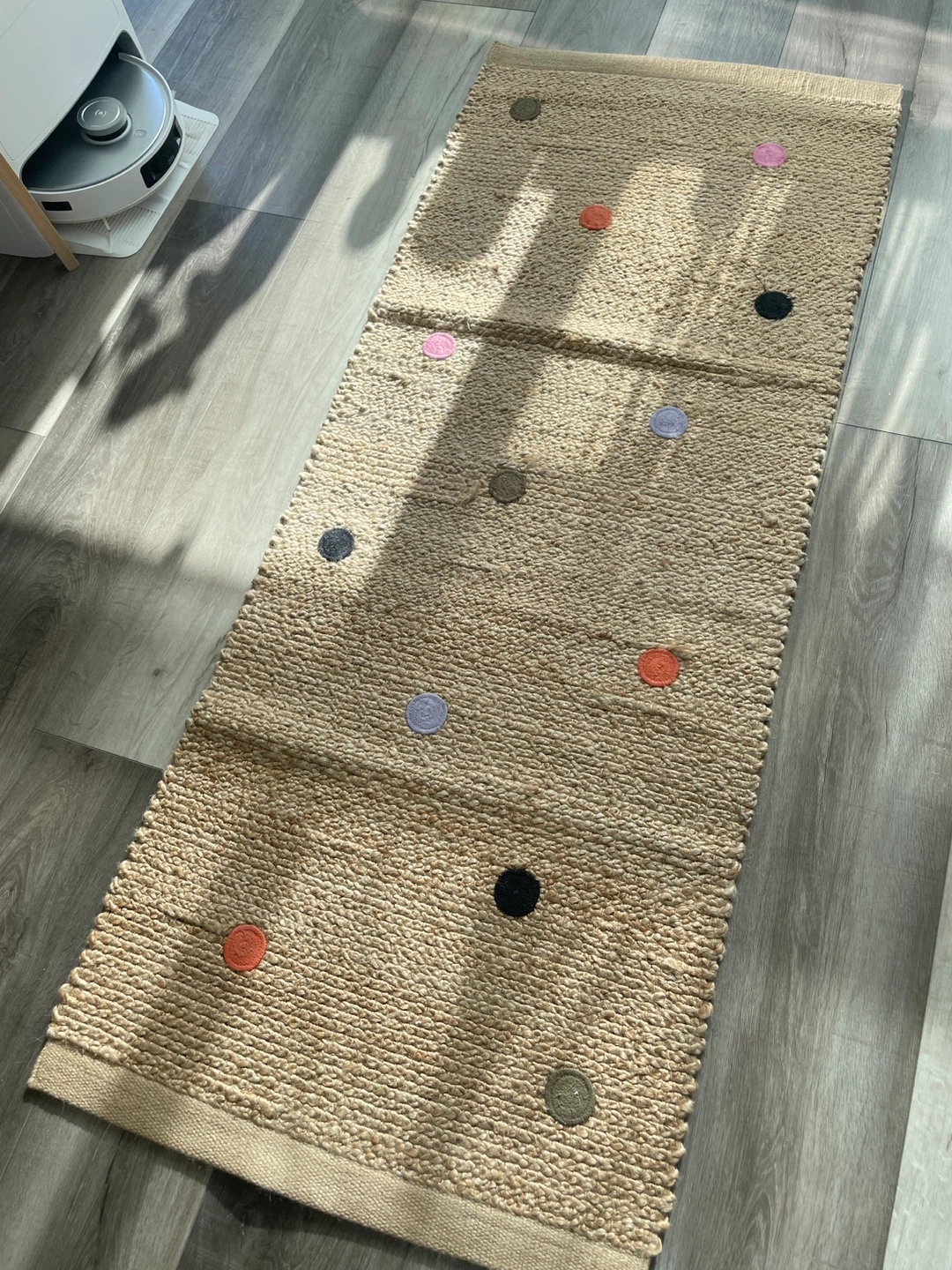Jute Runner Rug with Polka Dots