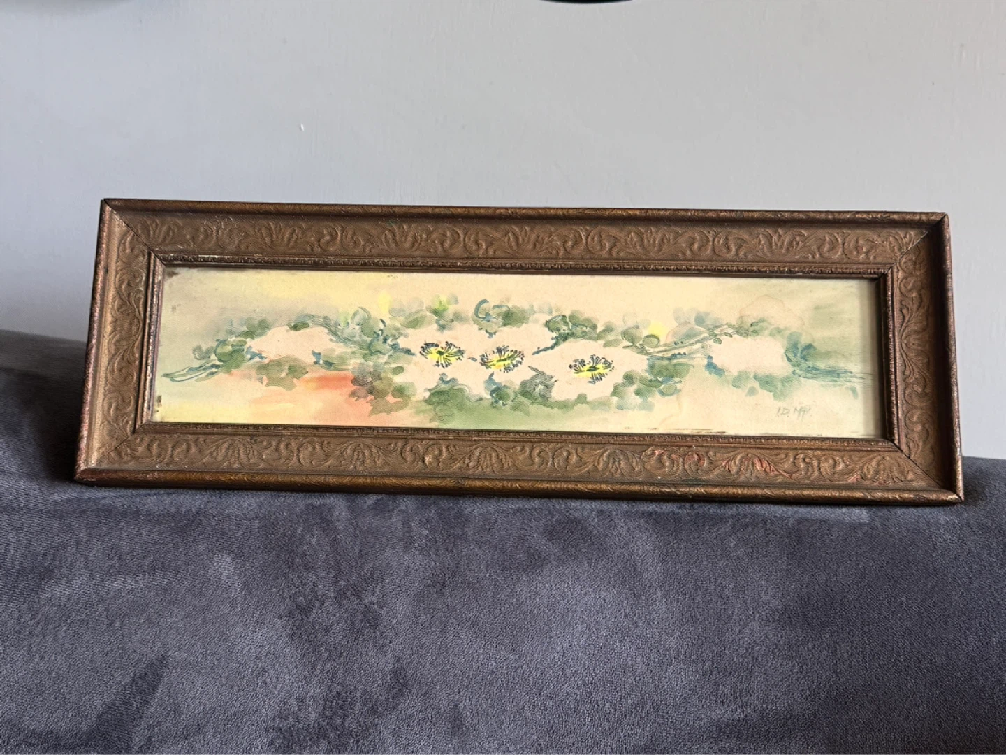Antique Rectangular Watercolour Signed I.D.May