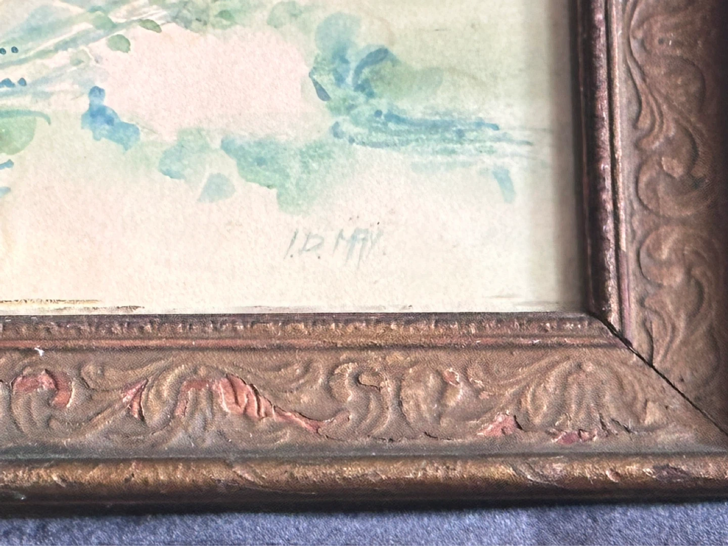 Antique Rectangular Watercolour Signed I.D.May - photo 5
