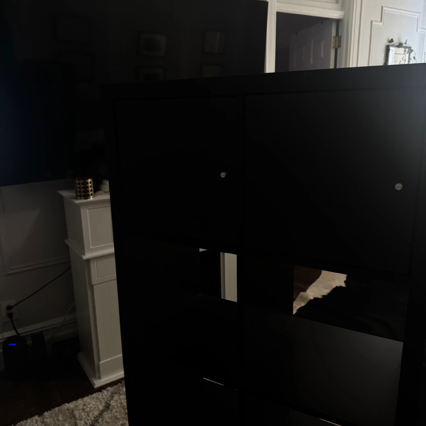 Black 6-Cube Storage Unit with Doors
