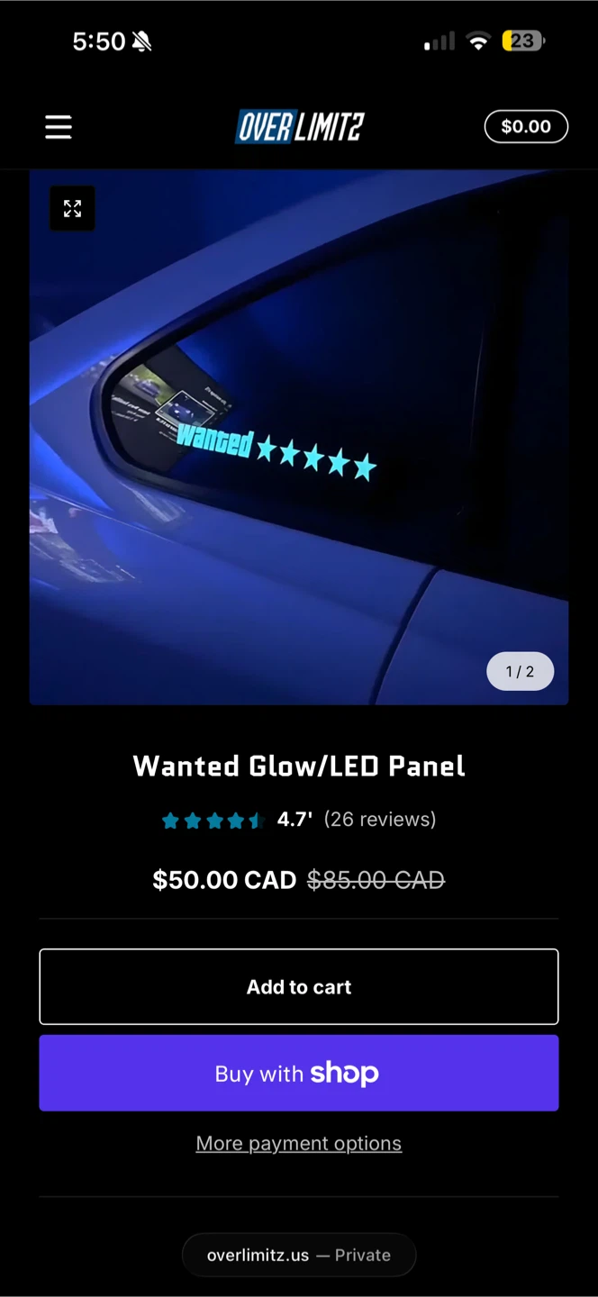 WANTED 5 STAR - EL Glow Car Window Sticker w/ Controller | GTA - photo 5