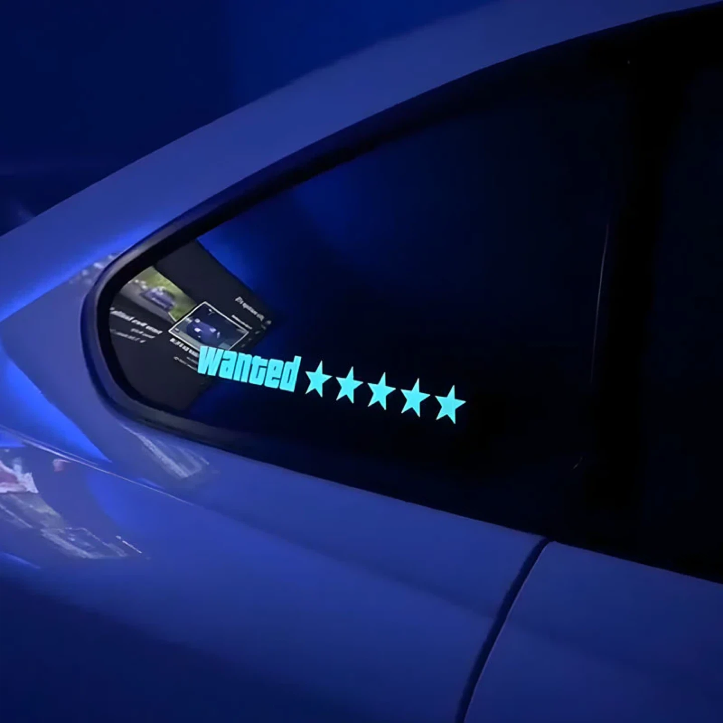 WANTED 5 STAR - EL Glow Car Window Sticker w/ Controller | GTA