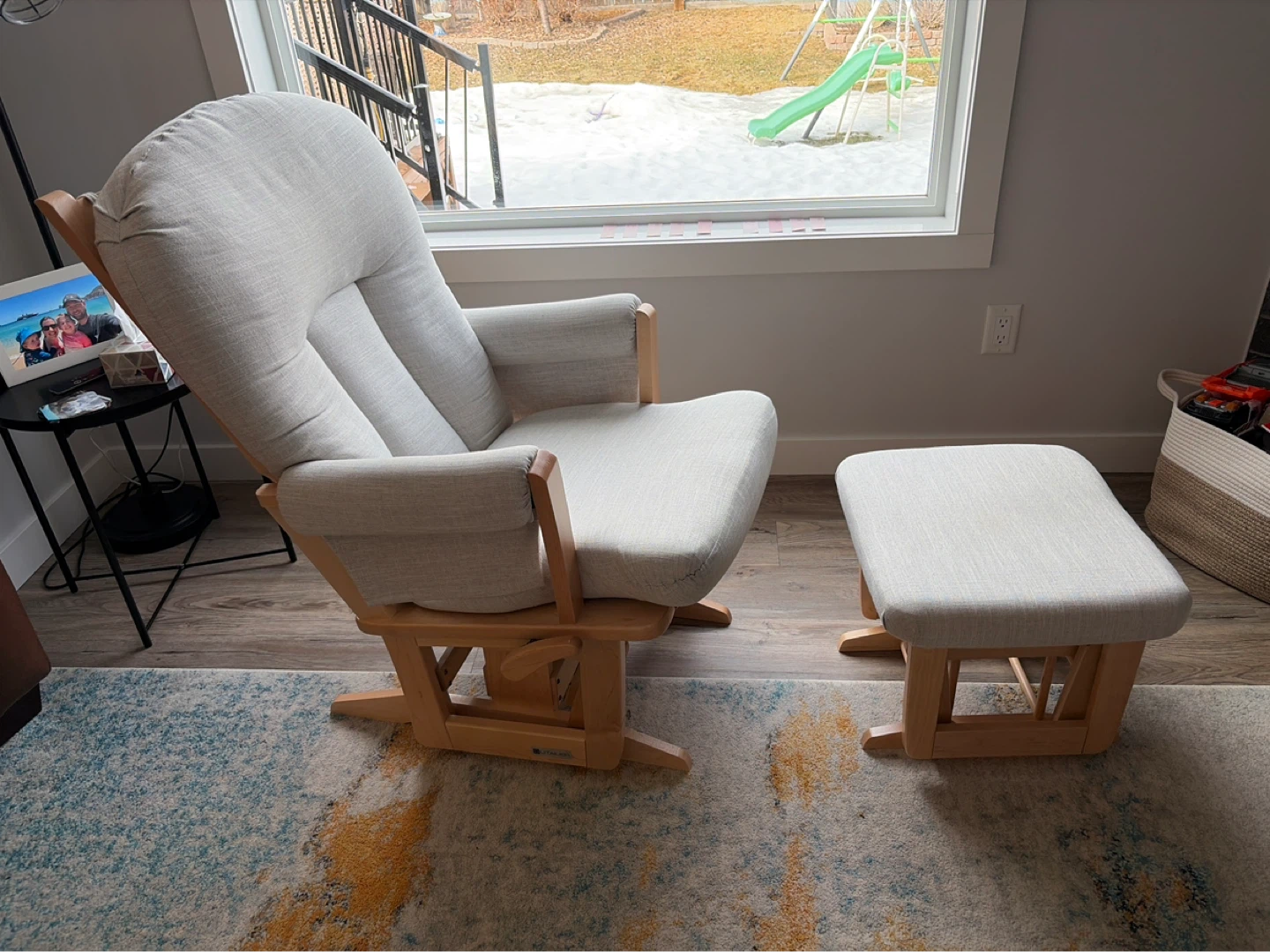 Glider with stool