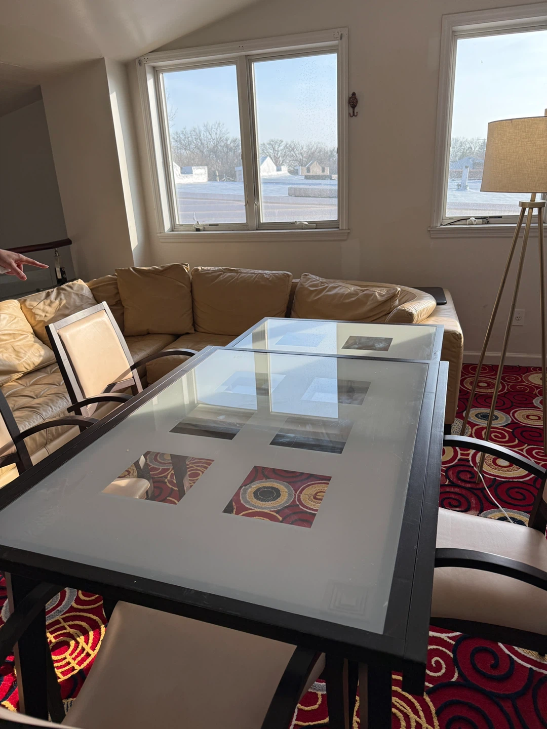 Glass Top Dining Table with Decorative Inserts - photo 4