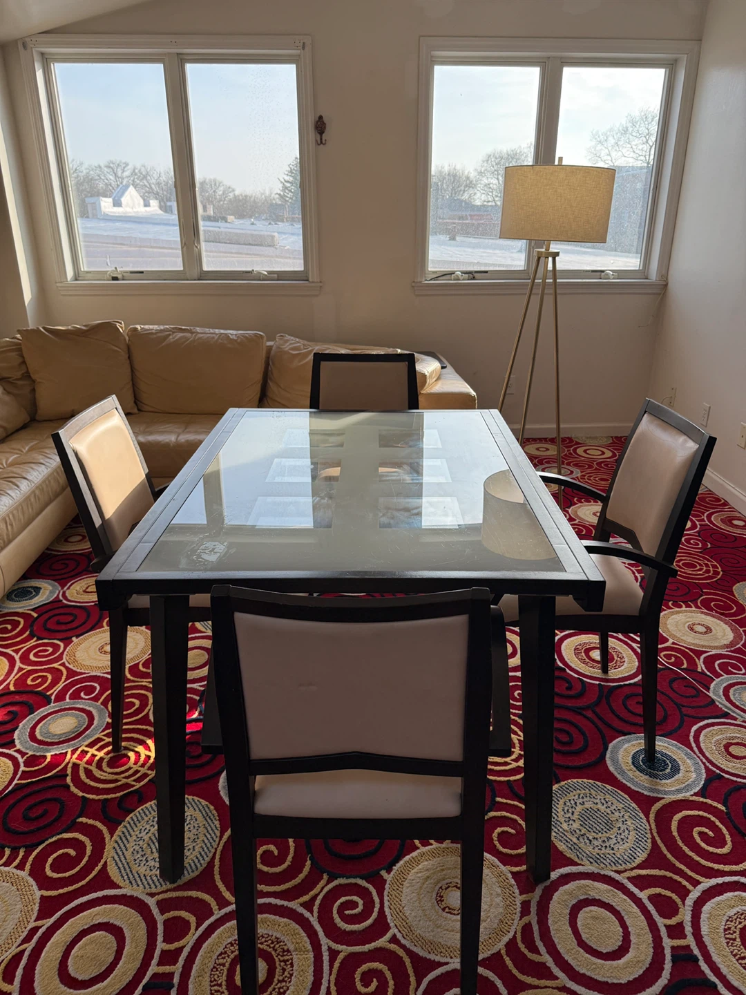 Glass Top Dining Table with Decorative Inserts - photo 2