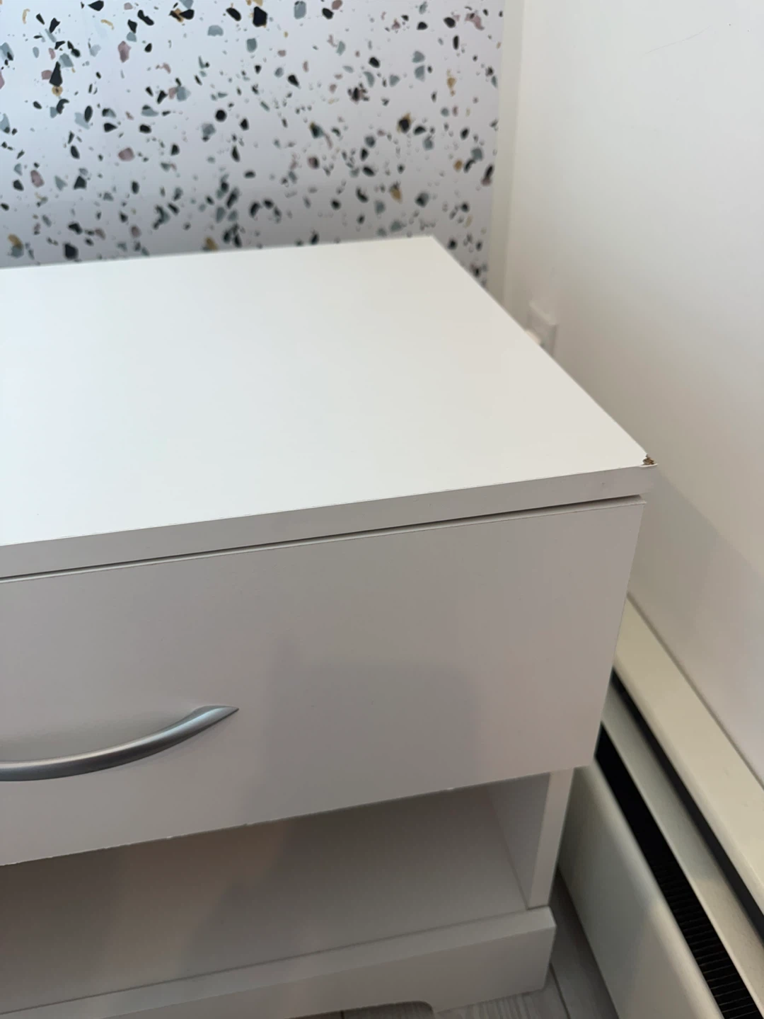 White Nightstand with Drawer and Shelf - photo 2