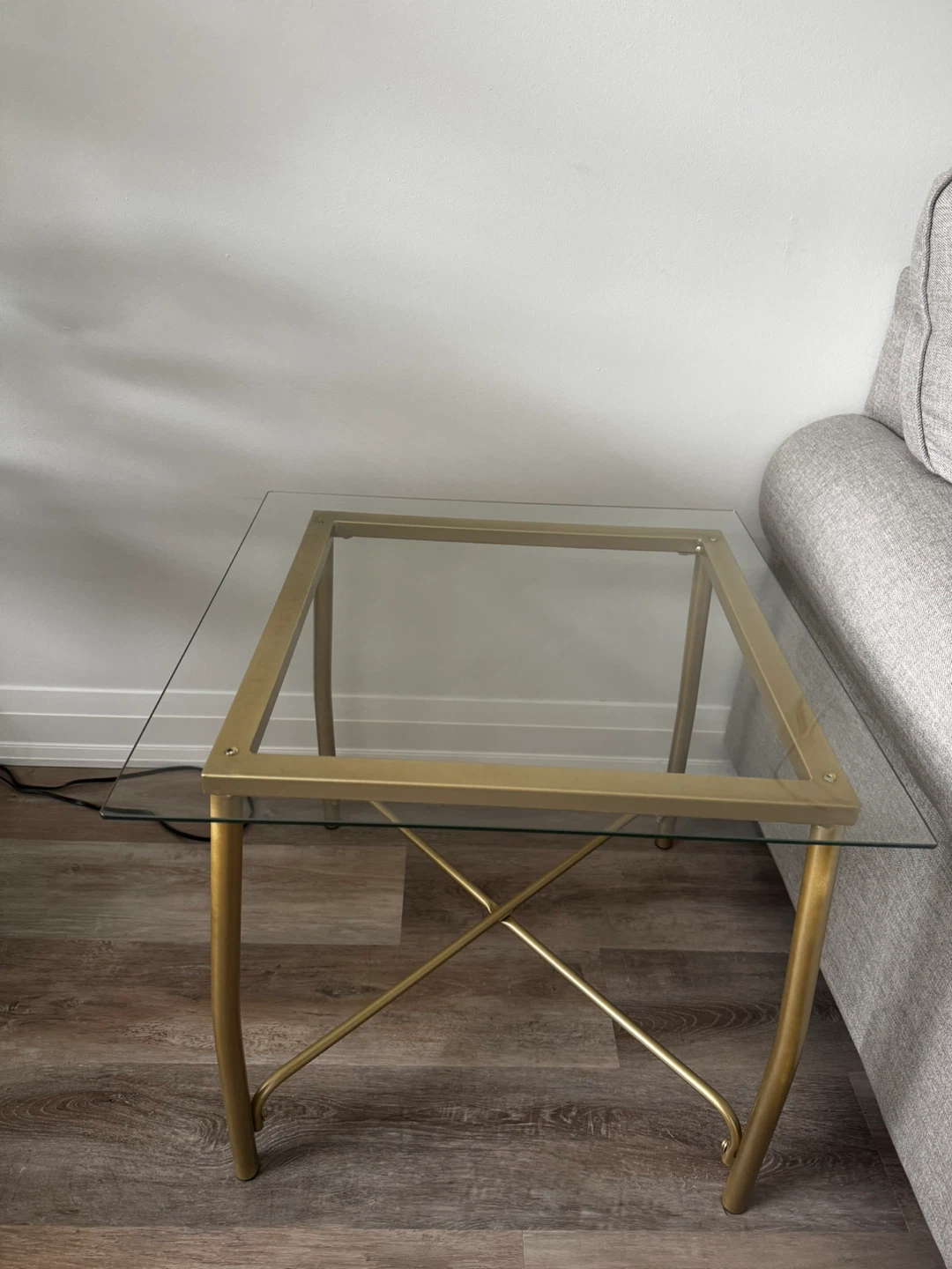 3 pic/Glass top side table with gold frame. Moving  sale - photo 5