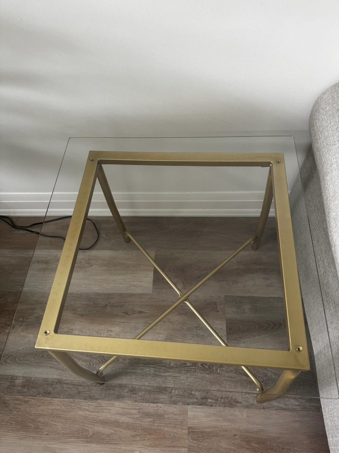 3 pic/Glass top side table with gold frame. Moving  sale - photo 4