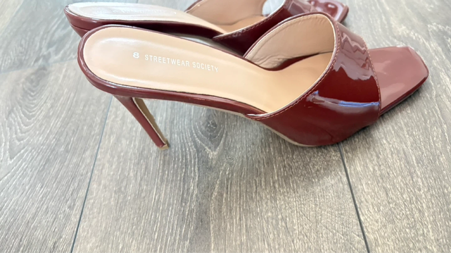 8 Street Wear Society Mules Heels - Burgundy Patent - photo 4