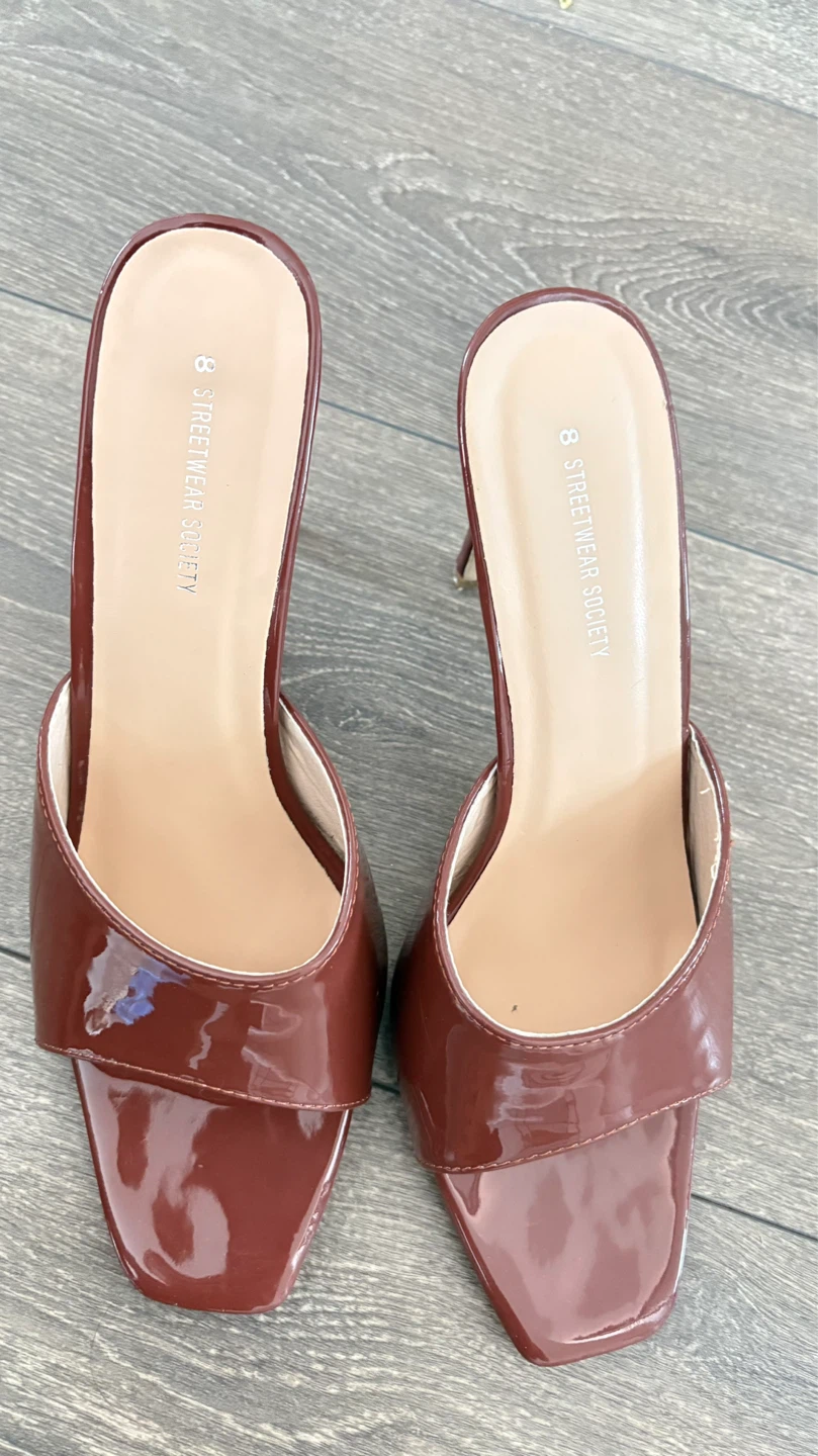 8 Street Wear Society Mules Heels - Burgundy Patent