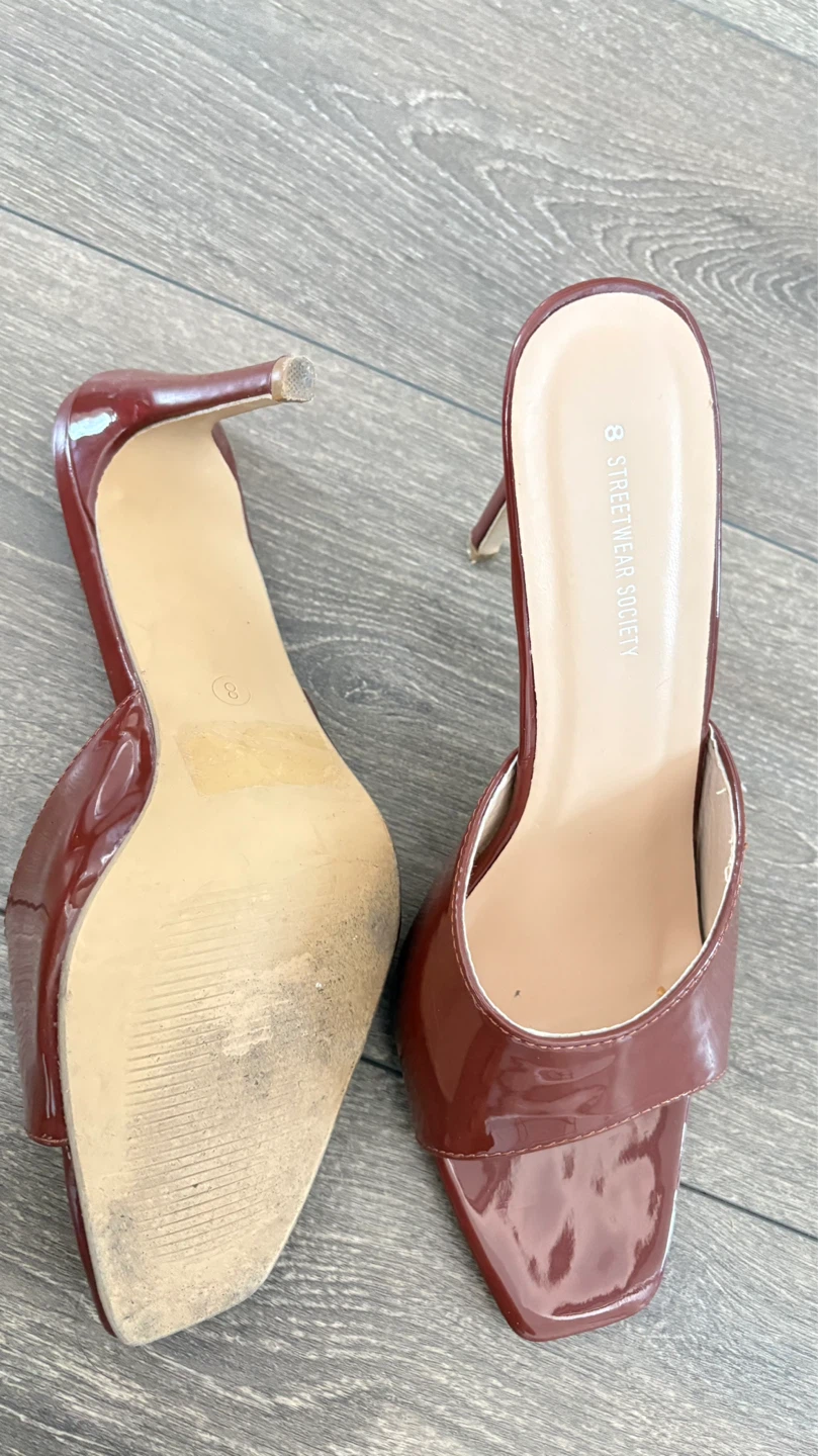 8 Street Wear Society Mules Heels - Burgundy Patent - photo 2