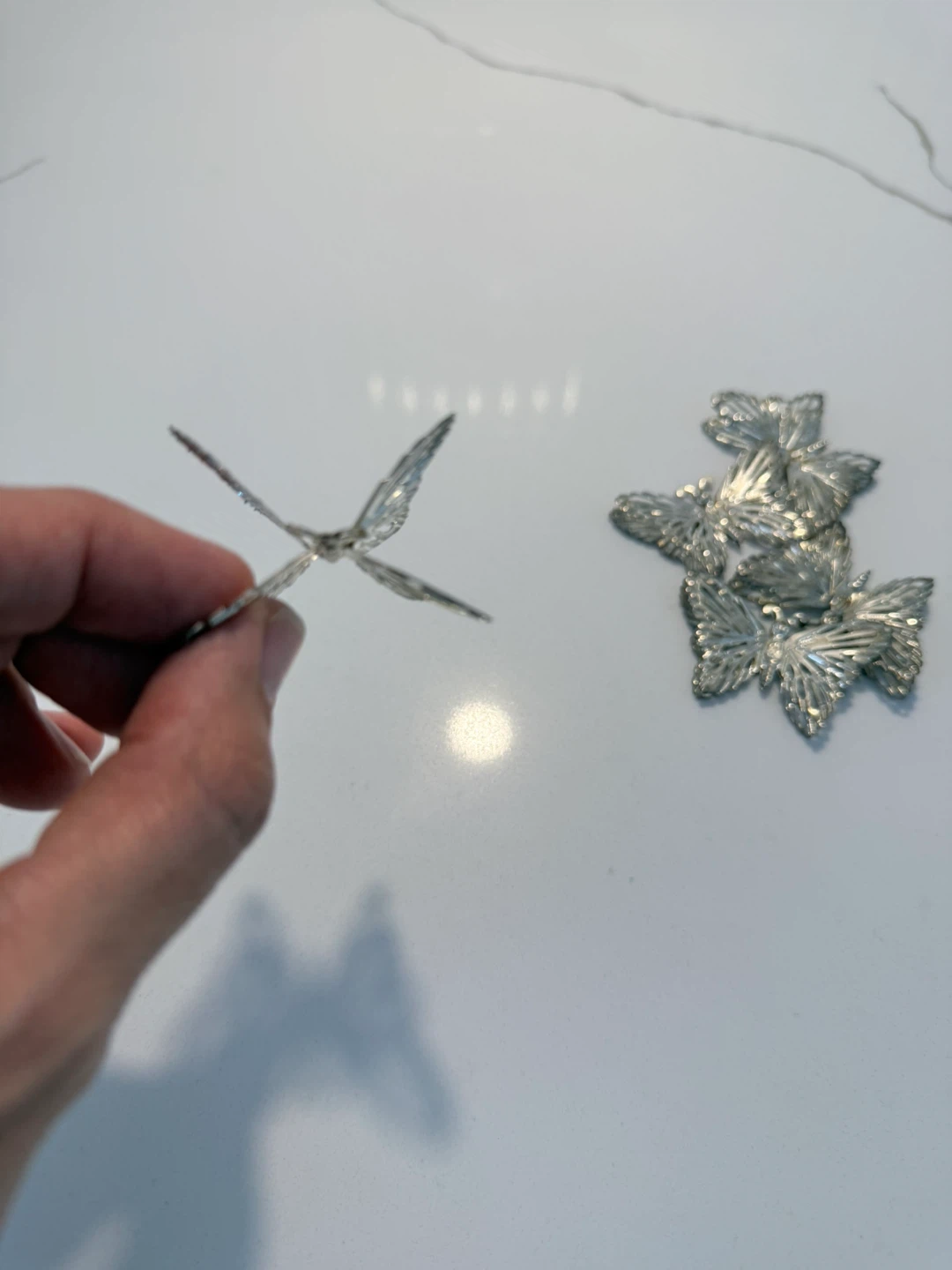 Silver Butterfly Decorations (Set of 5) - photo 2
