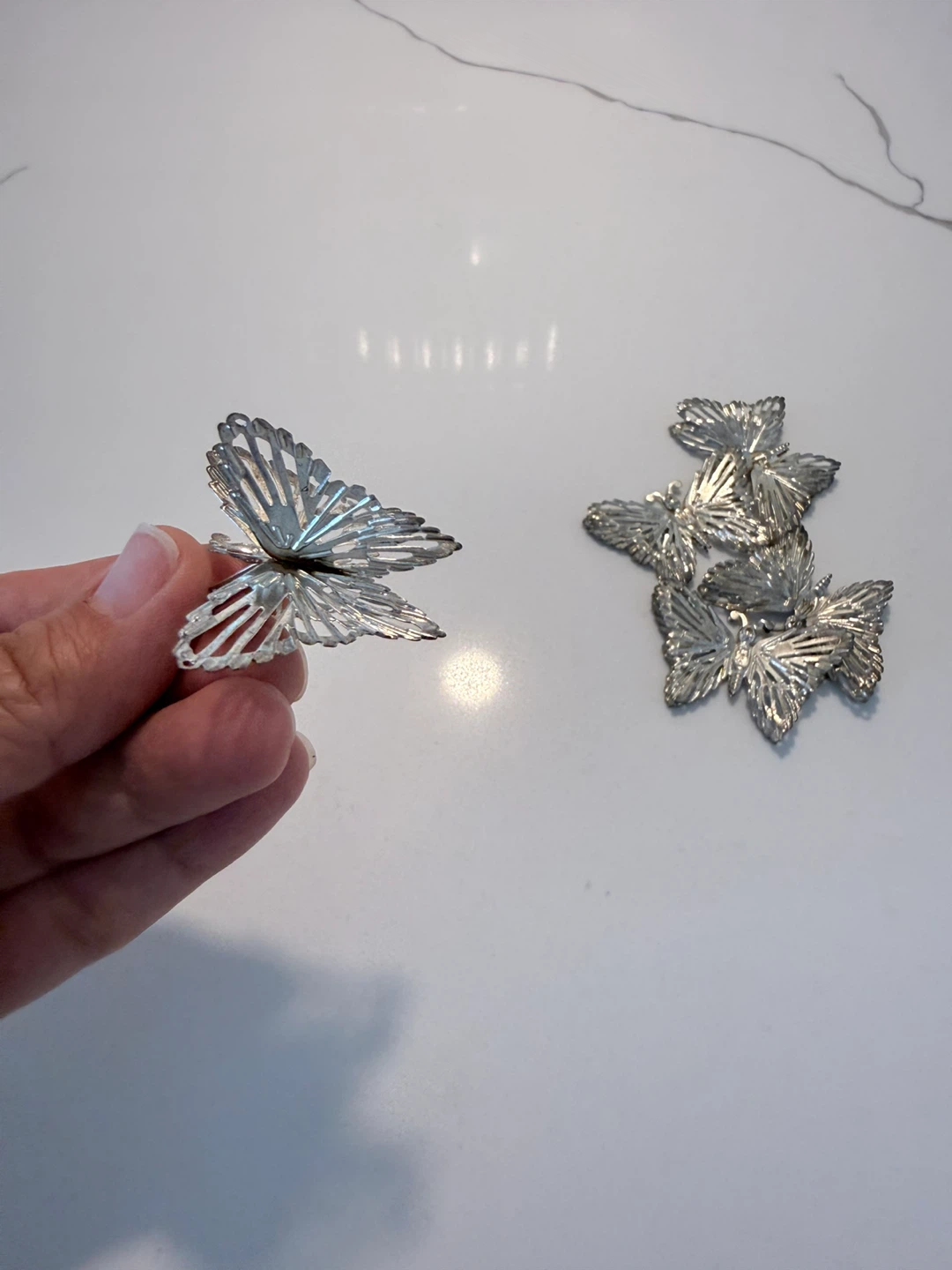 Silver Butterfly Decorations (Set of 5) - photo 3