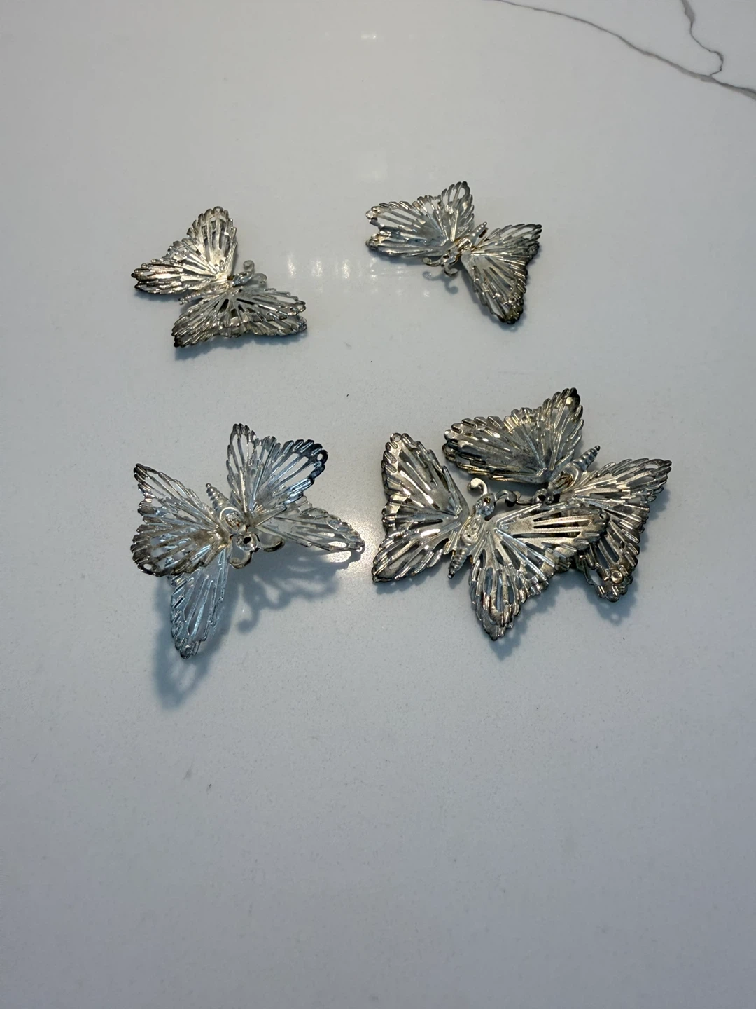 Silver Butterfly Decorations (Set of 5)