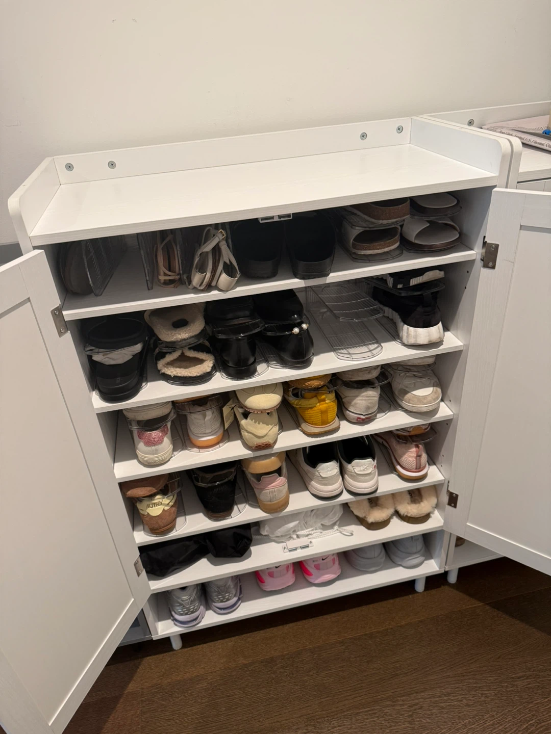 White Shoe Storage Cabinet 6-tiers - photo 2