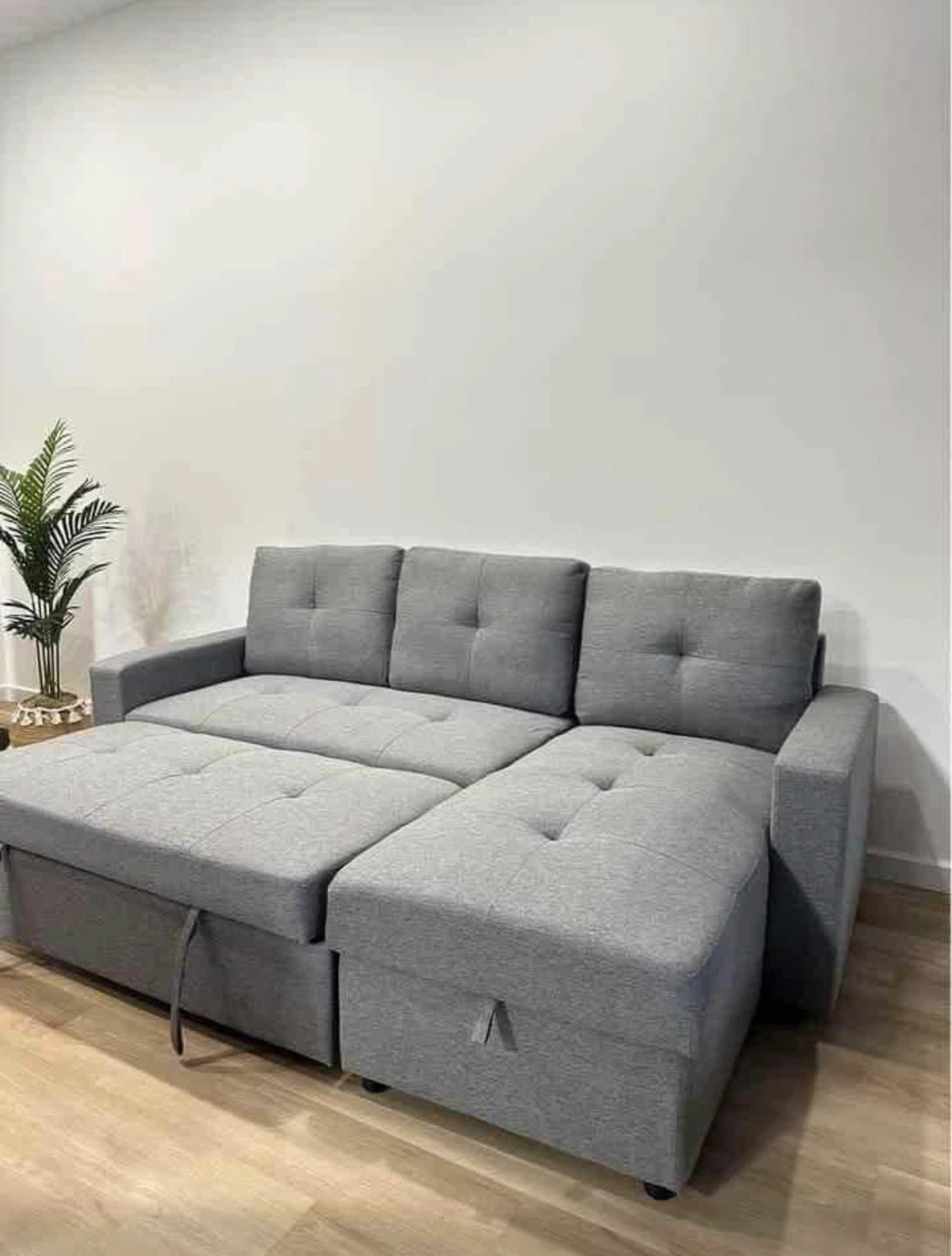 Grey Sleeper Sectional Sofa with Storage Chaise (We deliver)