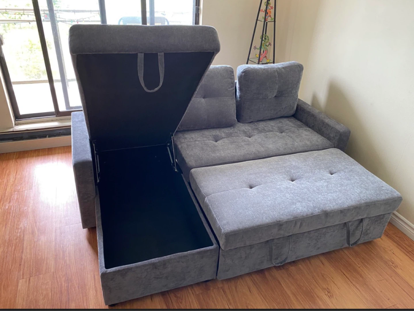 Grey Sleeper Sectional Sofa with Storage Chaise (We deliver) - photo 2