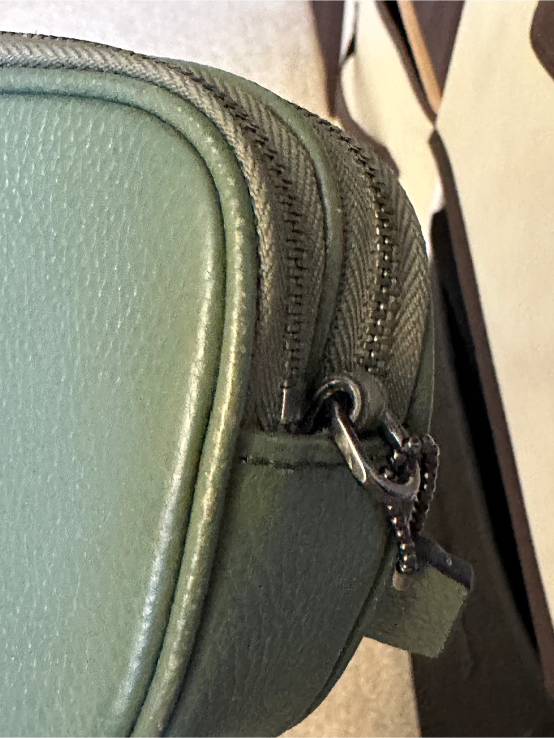 Coach Olive Green Leather Cosmetic Pouch - photo 4