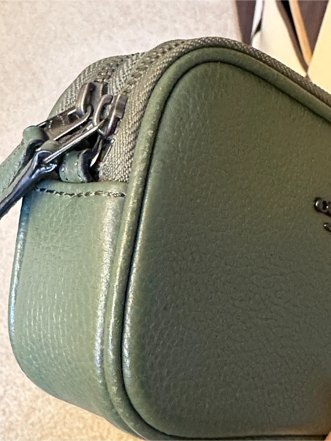 Coach Olive Green Leather Cosmetic Pouch - photo 3