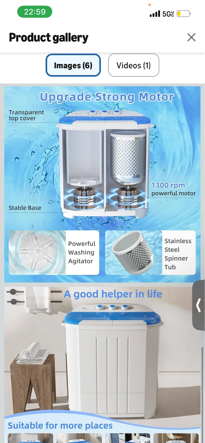 Portable Twin Tub Washing Machine - 2.14 cu.ft - photo 2