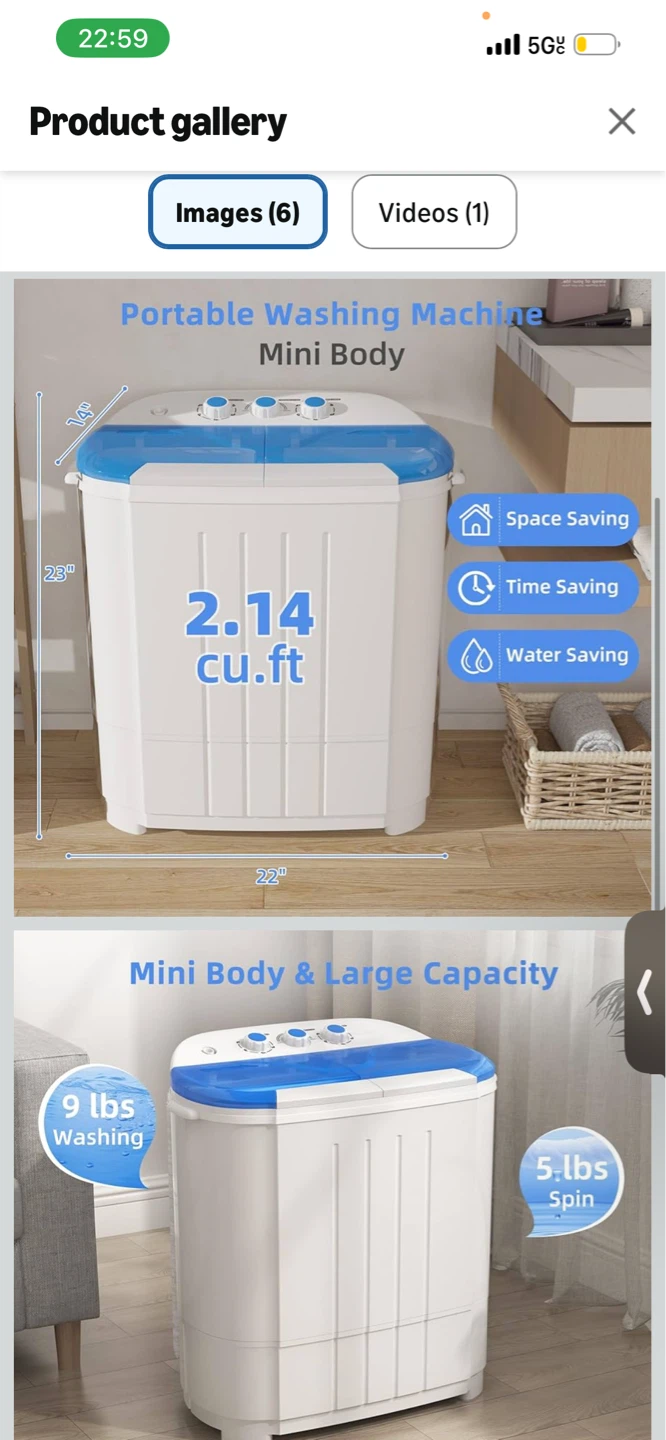 Portable Twin Tub Washing Machine - 2.14 cu.ft - photo 3