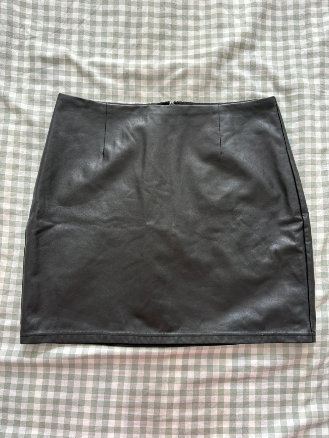 Black Faux Leather Mini Skirt (Size 8)
