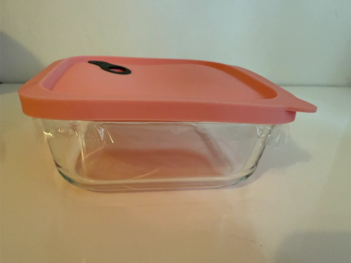 Glass Food Storage Container with Pink Lid