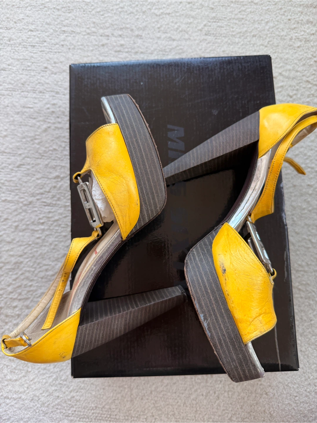 Miss Sixty Yellow Leather Platform Heels - photo 2