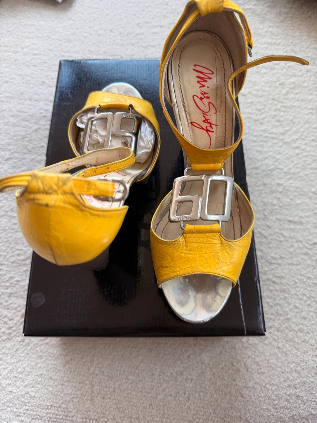 Miss Sixty Yellow Leather Platform Heels