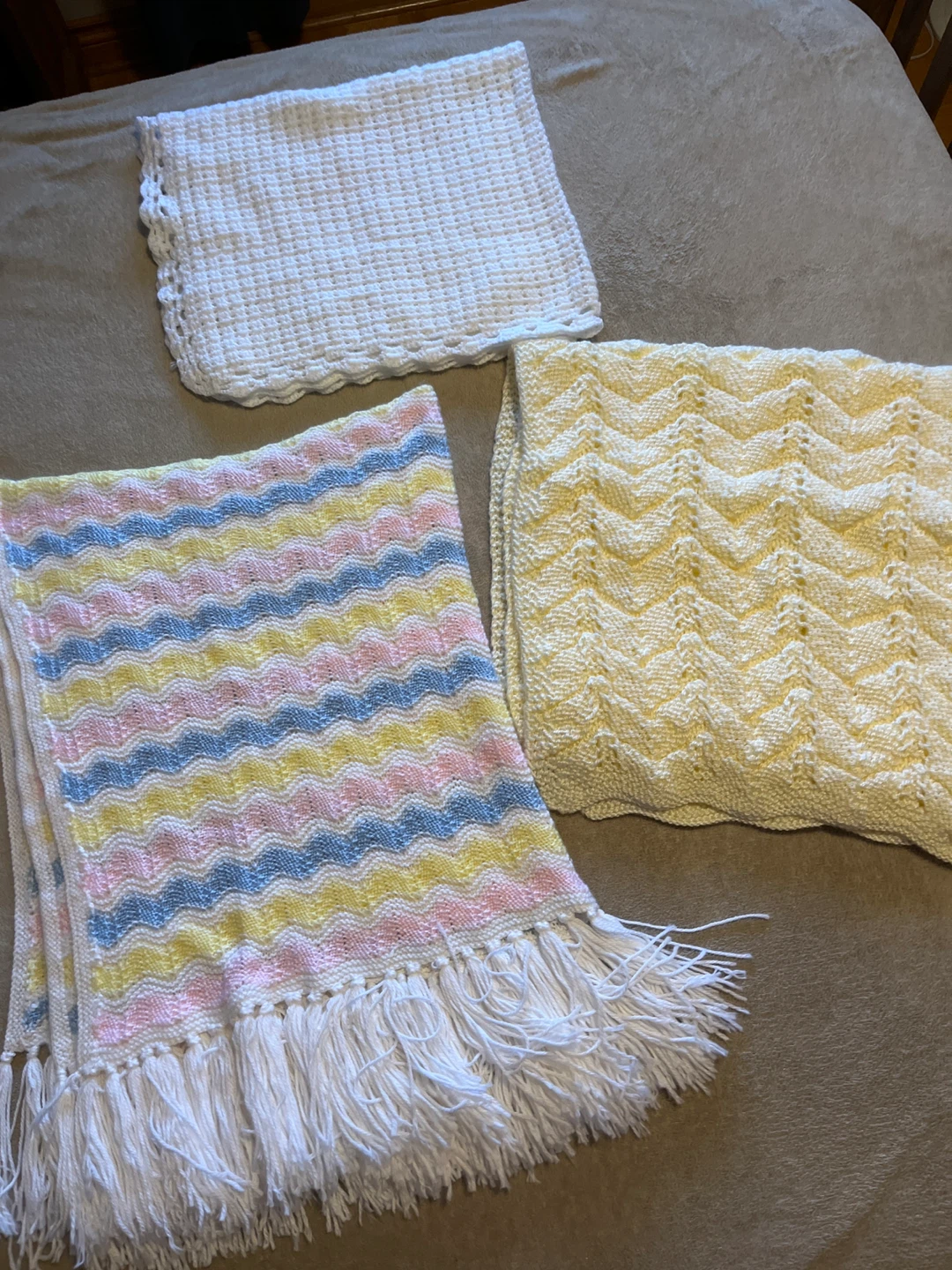 Baby Blankets (3) - Knitted, Striped & Chevron
